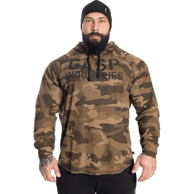 Gasp LONG SLEEVE THERMAL HOODIE GREEN CAMOPRINT mikina maskáčová zelená
