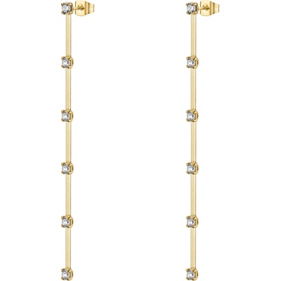 Brosway Dlhé pozlátené náušnice s čírymi zirkónmi Dreaming BIG26