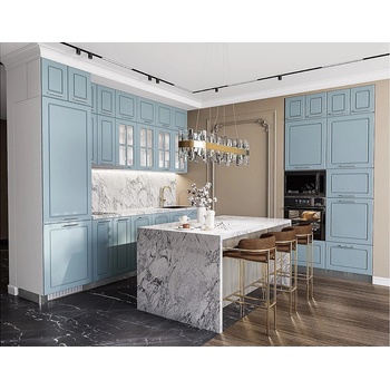 IRIM Модулна кухня City 9123 корпус бяло гладко / фронт деним мат