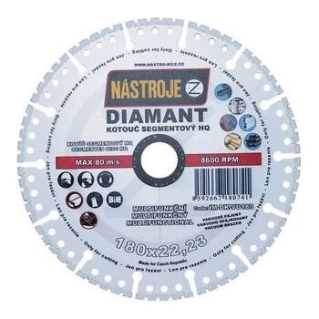 Nástroje cz Kotouč diamantový segmentový 180 x 3,0 x 22,2 mm IM-DK-VU180