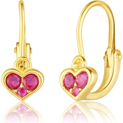 JVD Dětské stříbrné pozlacené náušnice s rubíny SVLE3169XF6GR00