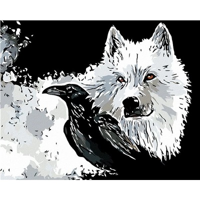 zuty Malování podle čísel Pes a havran 100 x 80 cm vypnuté plátno na rám