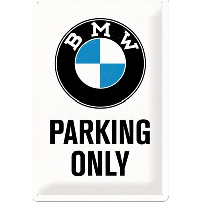 Nostalgic Art Plechová Ceduľa BMW Parking Only Biela