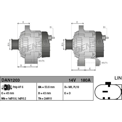 Alternátor DENSO (DE DAN1203)