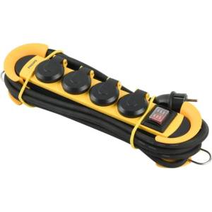 Philips Външен разклонител със защита от пренапрежение philips spn5140yc/58, 4 гнезда, ip44, с капачки на контактите (spn5140yc/58)