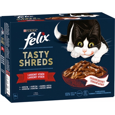 Felix Tasty Shreds hovězí / kuřecí / kachní / králičí 12 x 80 g
