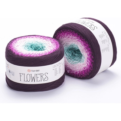 Yarn Art příze Flowers 301 tyrkysová, světle růžová, temně fialová