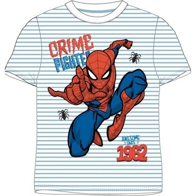 E plus M chlapčenské tričko s krátkym rukávom Spiderman pruhy sv. modré