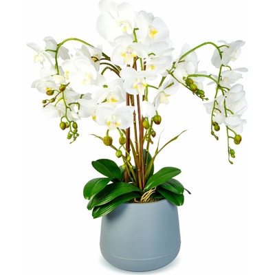 Umelá rastlina dekorácia - orchidea - biela - 83 cm