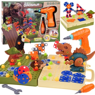 JOKO Konštrukčná Stavebnica 3D Dinosaury v Pralese + vŕtačka na batérie