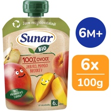 Sunar BIO Jablko mango broskyňa 6 x 100 g