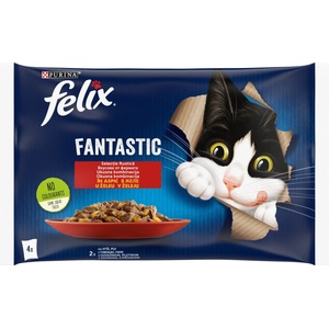 FELIX Fantastic Adult мултипак пауч с говеждо и пиле в желе - 0.34кг