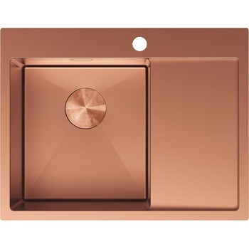 Mexen Exar стоманена мивка с 1 отделение и отцедник, ляв, 620 x 480 мм, мед (6431621005L-65)
