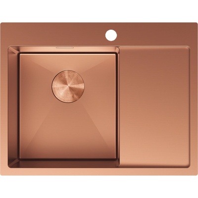 Mexen Exar стоманена мивка с 1 отделение и отцедник, ляв, 620 x 480 мм, мед (6431621005L-65)