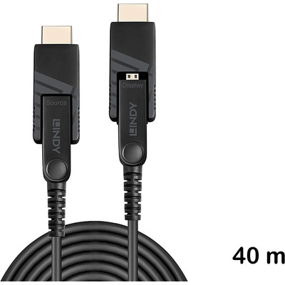 Lindy 40m 4K60 Micro-HDMI хибриден кабел с оптично влакно, с подвижни HDMI и DVI конектори, Lindy 38323 (38323)
