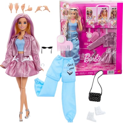 Barbie Deluxe Style módny set s bábikou, oblečením a doplnkami