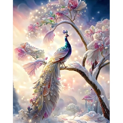 Norimpex - Puzzle Diamant painting: Peacock on a branch 30x40cm - 1 - 39 piese