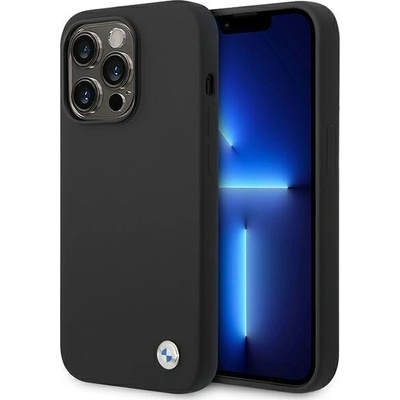 BMW Кейс BMW BMHCP14LSILBK за iPhone 14 Pro 6.1", черен / черен, Silicone Metal Logo (3666339090449)