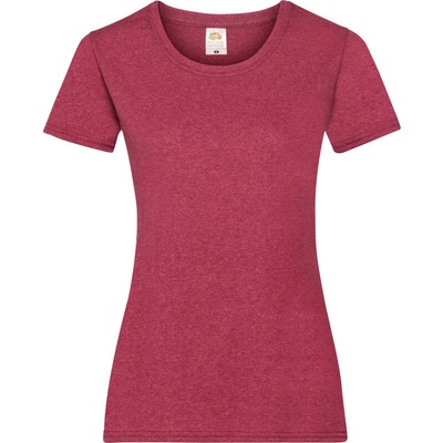 Fruit of the Loom Tričko Lady-Fit Valueweight T krátký rukáv dámské COT-161372u4700 Melír vintage červená