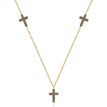 Image 1 of SAVICKI Колие с кръстче Savicki: позлаено сребро, кубичен цирконий