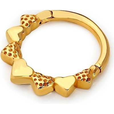 Lillian Vassago Zlatý piercing kroužek zdobený srdíčky LLV92-GPI017SP