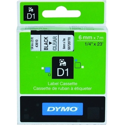 Páska Dymo 6mm 43610, D1 čierna na priehľadnú