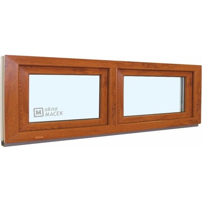 KÖMMERLING Plastové okno - 70 AD, 2100x500 mm, S/S, zlatý dub čiré, zlatý dub/bílá