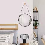 Rea Кръгло огледало Rea Loft CFZL-MR050 метална рамка с черна каишка 50 см (5902557333431)