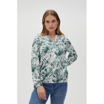 Moodo Бяло-зелена дамска шарена блуза Moodo Moodo | Zelen | ЖЕНИ | S