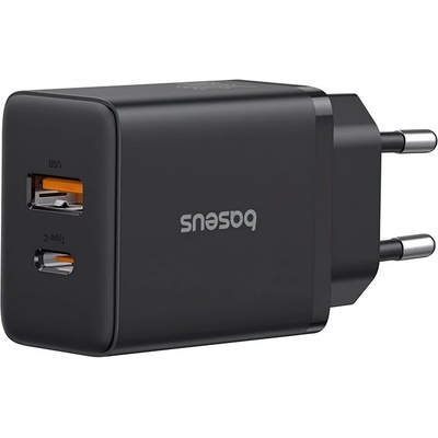 Baseus GaN 5 Cube Pro Fast Wall Charger PD 30W - захранване за ел. мрежа с USB-A и USB-C изходи и технология за бързо зареждане (черен)