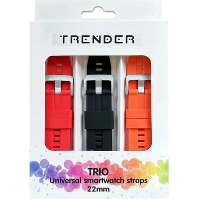 Trender Каишки Trender - Trio Bundle, 22 mm, 3 броя, червена/черна/орнажева (TR-TRIO14)