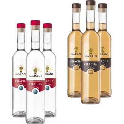 Mix sada – 3× Marani vodka ČAČA Saperavi + 3× Marani vodka ČAČA z dubového suda 40% obj. (holá lahev)