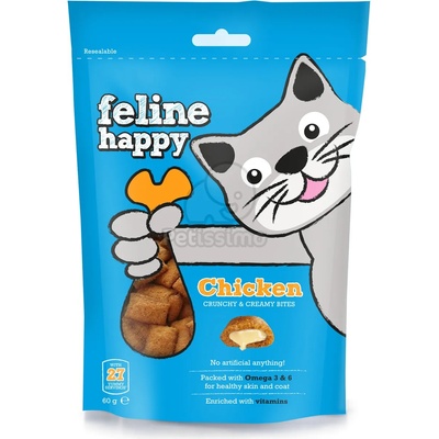 Mark & Chappell Feline Happy Crunchy & Creamy Bites - пилешко 60 г