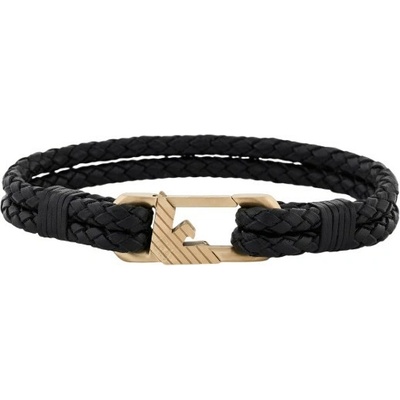 Emporio Armani Černý kožený náramek EGS3245710 – Zboží Mobilmania