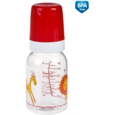 Canpol babies láhev plastová s potiskem Afrika bez BPA červená lev 120ml
