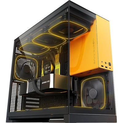 Йон Компютърс Геймърски компютър ION Geometric Future Model 5 Black/Yellow с процесор Intel Core Ultra 9 285K, видео карта GeForce RTX 5080 16GB GDDR7, RAM памет 32GB(2x16GB) DDR5 6400MHz, SSD 2TB NVMe M. 2 PCIe Gen… (c003111)