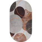 Vitaus Миещ се килим в кафяво и кремаво 80x120 cm Oval - Vitaus (KRN-S6030-Oval-80x120)