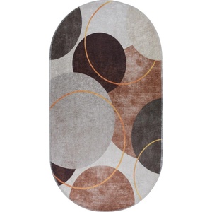 Vitaus Миещ се килим в кафяво и кремаво 80x120 cm Oval - Vitaus (KRN-S6030-Oval-80x120)