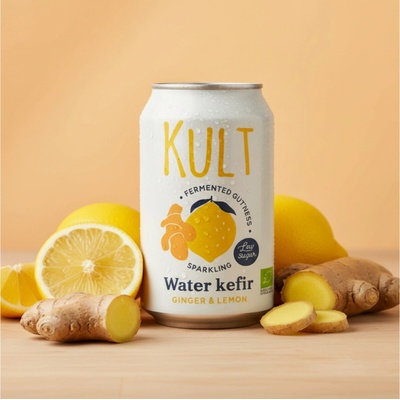 Kult kefir Vodná kefírová limonáda Zázvor a citrón BIO 330 ml