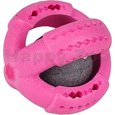 Karlie-Flamingo guma míč s míčem uvnitř jahodový 11 cm