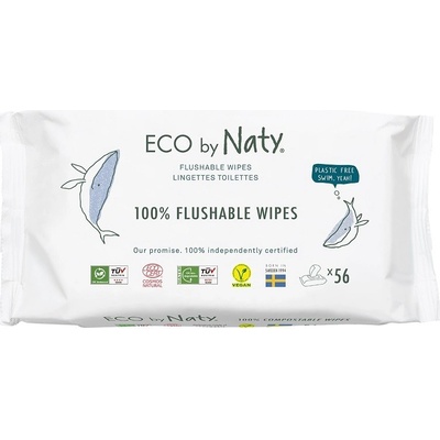 Naty AB eco vlhčené ubrousky naty bez vůně splachovatelné 56 ks