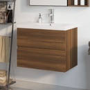 Koupelnový nábytek zahrada-XL Umyvadlová skříňka s vestavěným umyvadlem hnědý dub kompozit