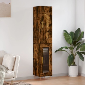 vidaXL Висок шкаф, опушен дъб, 34, 5x34x180 см, инженерно дърво (3199038)