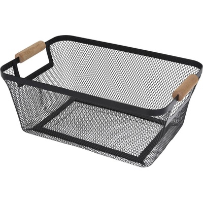 Storage Solutions Kovový košík s dřevěnými rukojeťmi 30,5 x 21,5 x 14 cm