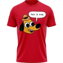 MemeMerch tričko This is fine Classic červená