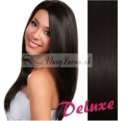 DELUXE prírodné čierne Clip in vlasy na predĺženie 50-53 cm