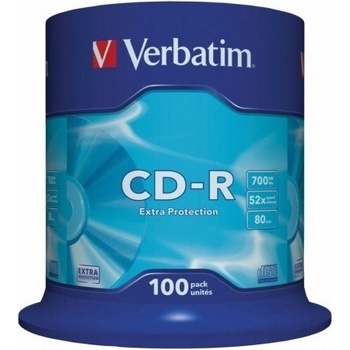 Verbatim 43411 CD-R 700MB/52x/extra protection записваема повърхност/презаписваем компактдиск 100бр. /опаковка (43411)