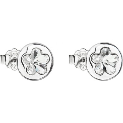 Pavona Stříbrné náušnice pecka s krystaly Swarovski bílá kytička 31257.1