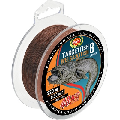 WFT Šnůra Targetfish 8 Catfish Hnědá 220m 0,60mm 60kg