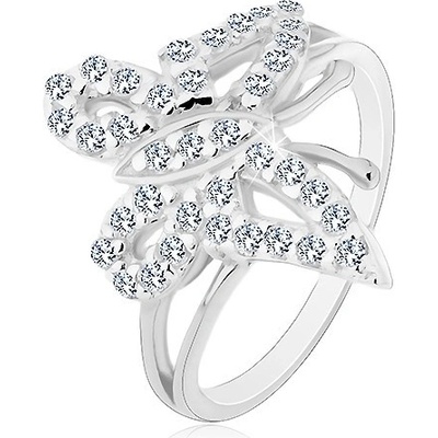 Šperky eshop prsten ze stříbra 925 zaoblený třpytivý zirkonový motýl E6.5